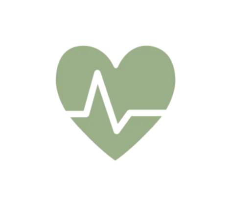 Green heart icon with pulse line